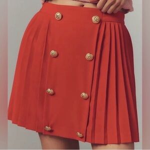 Hutch Red Mini Skirt with Gold Buttons